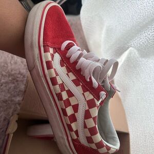 Vans Red and White Checkered Shoes